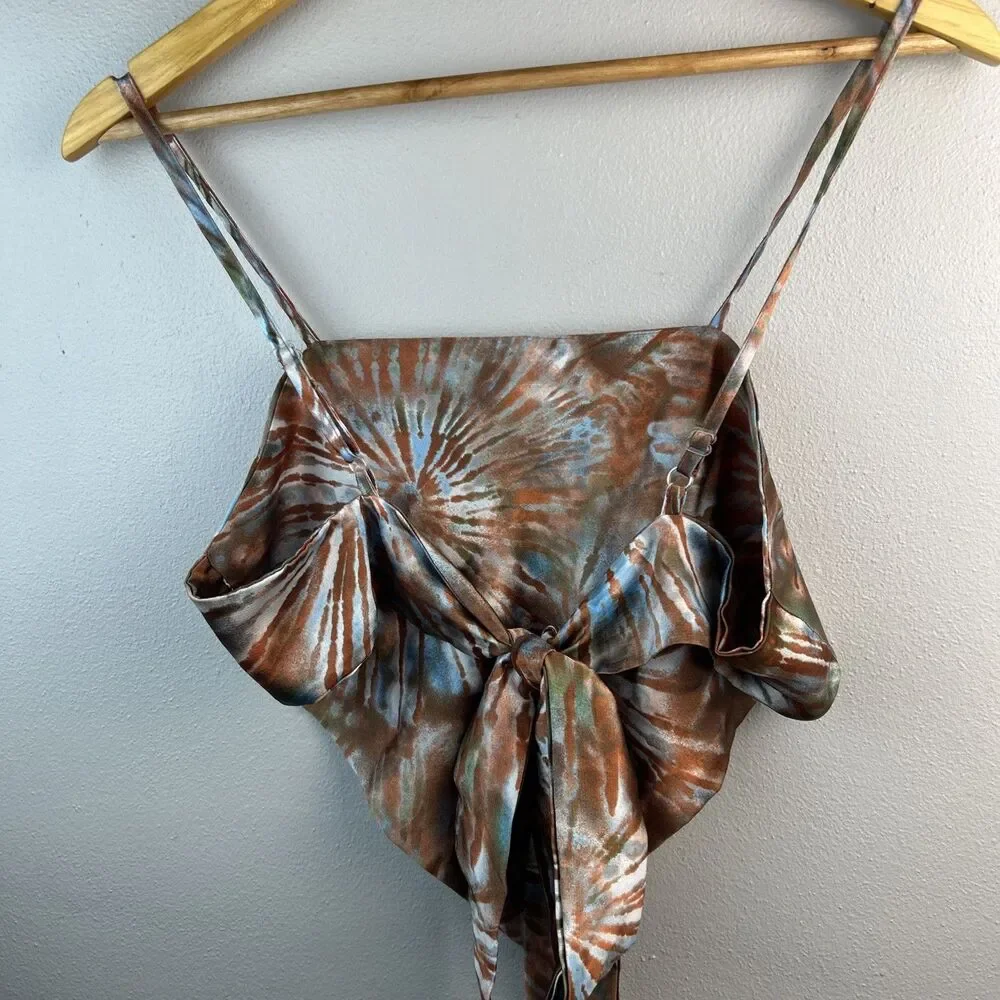Free People Flared Pull On XS Ribbed Velvet Bell Bottom bronze Orange Bonus Top